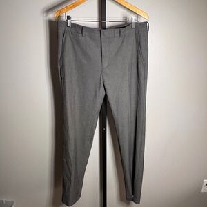 J. Ferrar Mens Super Slim Fit Dress Pants Gray Flat Front Trousers 34x32